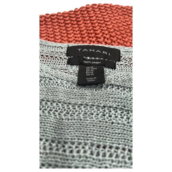 Tahari Gray Linen Crewneck Sweater | Size M Lightweight Top | Summer to Fall - Picture 12 of 13